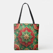 Red Green Decorative Christmas Holiday Tote Bag (Achterkant)