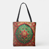 Red Green Decorative Christmas Holiday Tote Bag (Achterkant)