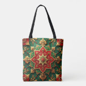 Red Green Decorative Christmas Holiday Tote Bag (Achterkant)
