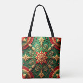 Red Green Decorative Christmas Holiday Tote Bag (Achterkant)