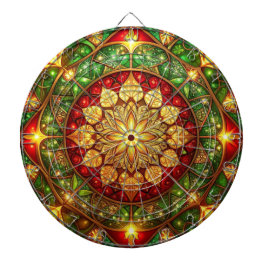 Red Green Decorative Floral Dartboard Dartbord