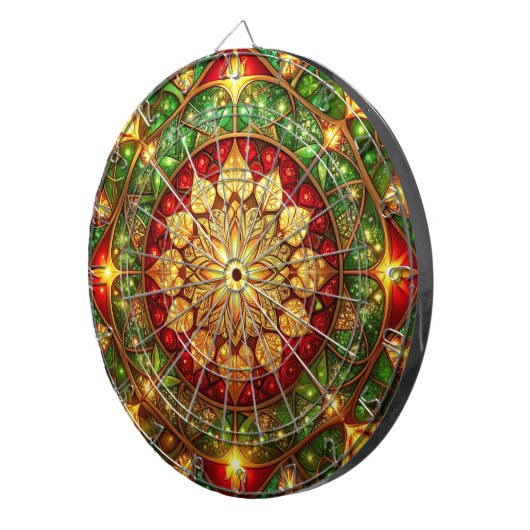 Red Green Decorative Floral Dartboard Dartbord (Voorkant Rechts)