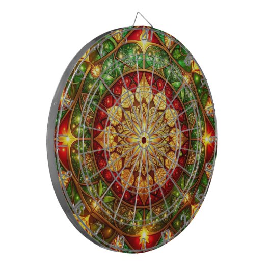 Red Green Decorative Floral Dartboard Dartbord (Voorkant Links)