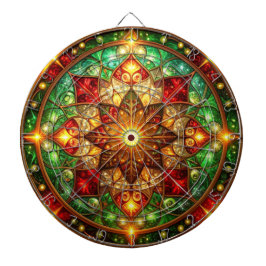 Red Green Decorative Floral Dartboard Dartbord