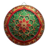 Red Green Decorative Floral Dartboard Dartbord (Voorkant)