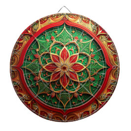 Red Green Decorative Floral Dartboard Dartbord