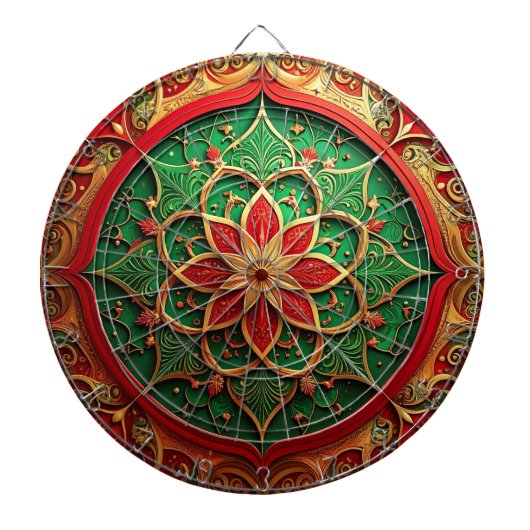 Red Green Decorative Floral Dartboard Dartbord (Voorkant)