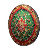 Red Green Decorative Floral Dartboard Dartbord (Voorkant Rechts)