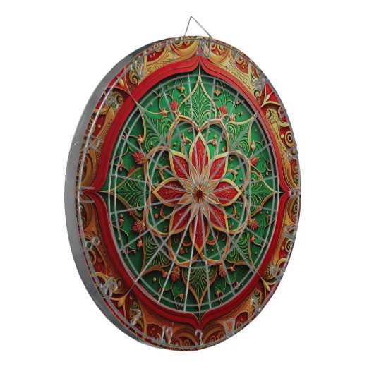 Red Green Decorative Floral Dartboard Dartbord (Voorkant Links)