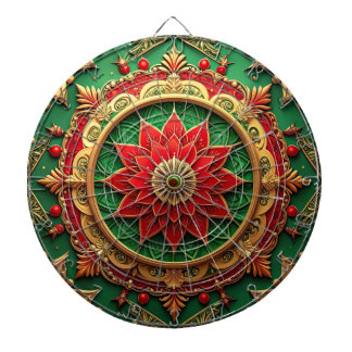 Red Green Decorative Floral Dartboard Dartbord