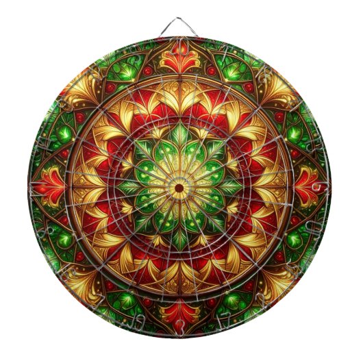 Red Green Decorative Floral Dartboard Dartbord (Voorkant)