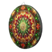 Red Green Decorative Floral Dartboard Dartbord (Voorkant Rechts)