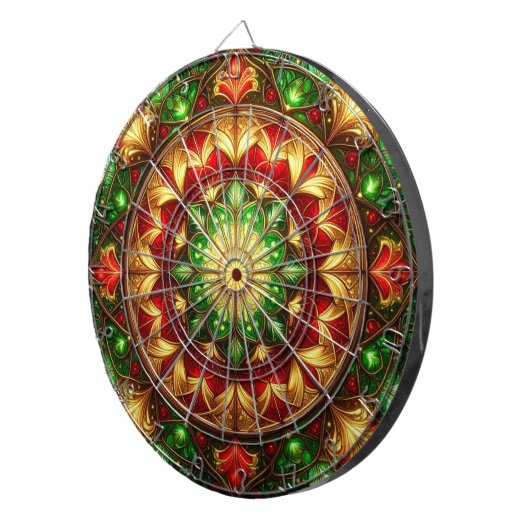 Red Green Decorative Floral Dartboard Dartbord (Voorkant Rechts)