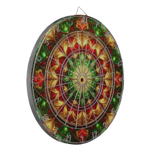 Red Green Decorative Floral Dartboard Dartbord (Voorkant Links)