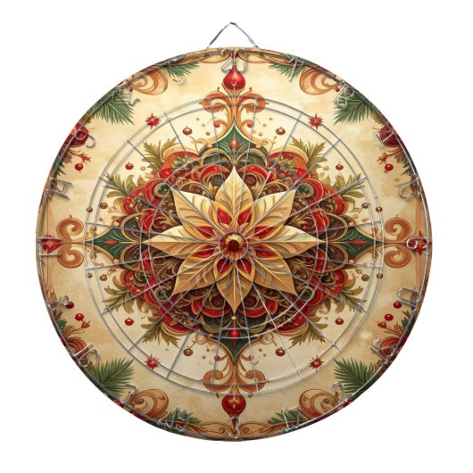 Red Green Decorative Floral Dartboard Dartbord (Voorkant)