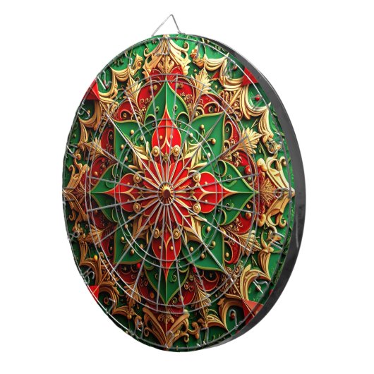 Red Green Decorative Floral Dartboard Dartbord (Voorkant Rechts)