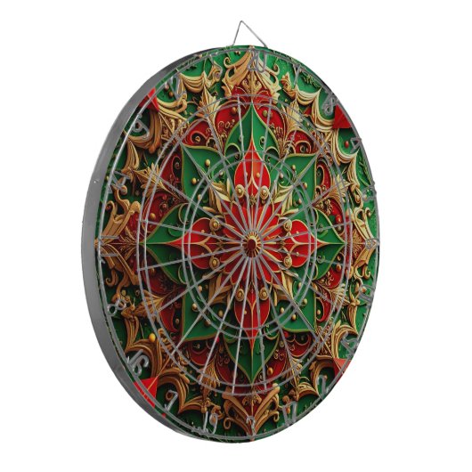 Red Green Decorative Floral Dartboard Dartbord (Voorkant Links)