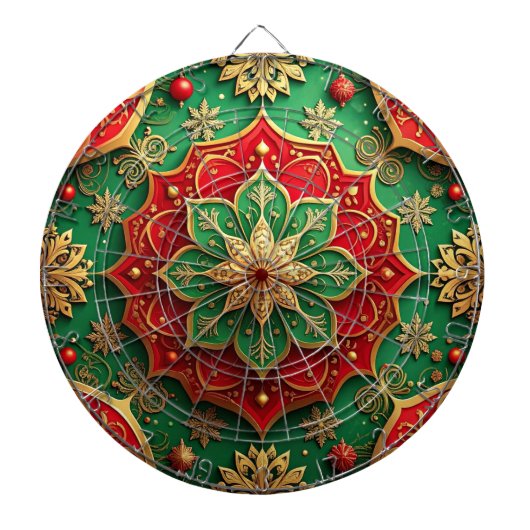 Red Green Decorative Floral Dartboard Dartbord (Voorkant)