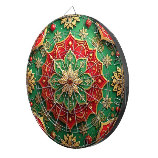Red Green Decorative Floral Dartboard Dartbord (Voorkant Rechts)