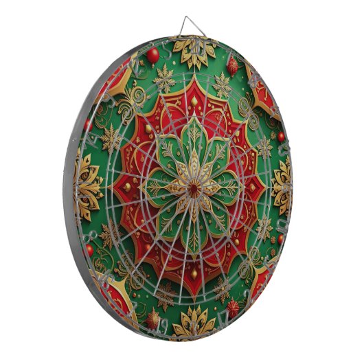 Red Green Decorative Floral Dartboard Dartbord (Voorkant Links)