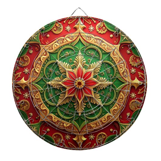 Red Green Decorative Floral Dartboard Dartbord (Voorkant)