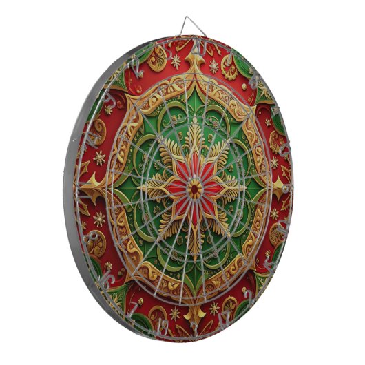 Red Green Decorative Floral Dartboard Dartbord (Voorkant Links)