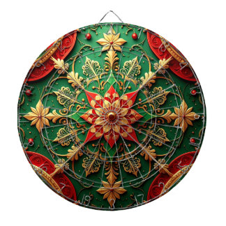 Red Green Decorative Floral Dartboard Dartbord