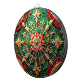 Red Green Decorative Floral Dartboard Dartbord (Voorkant Rechts)