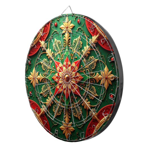 Red Green Decorative Floral Dartboard Dartbord (Voorkant Rechts)