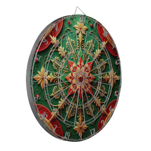 Red Green Decorative Floral Dartboard Dartbord (Voorkant Links)