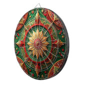 Red Green Decorative Floral Dartboard Dartbord (Voorkant Rechts)