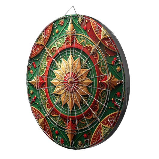 Red Green Decorative Floral Dartboard Dartbord (Voorkant Rechts)