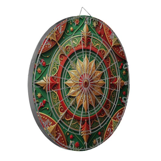 Red Green Decorative Floral Dartboard Dartbord (Voorkant Links)