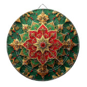 Red Green Decorative Floral Dartboard Dartbord (Voorkant)