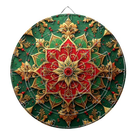 Red Green Decorative Floral Dartboard Dartbord (Voorkant)