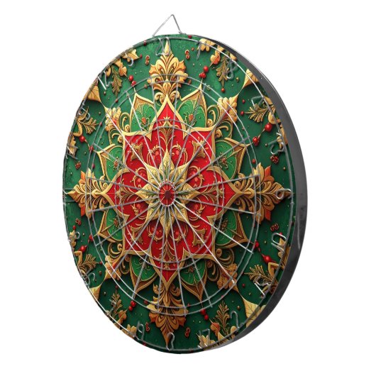 Red Green Decorative Floral Dartboard Dartbord (Voorkant Rechts)