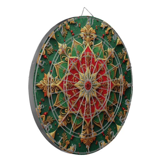 Red Green Decorative Floral Dartboard Dartbord (Voorkant Links)