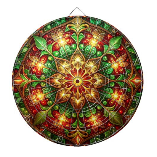Red Green Decorative Floral Dartboard Dartbord (Voorkant)