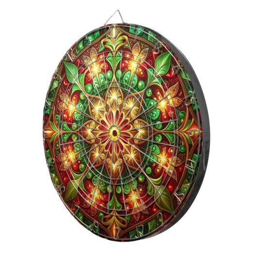 Red Green Decorative Floral Dartboard Dartbord (Voorkant Rechts)
