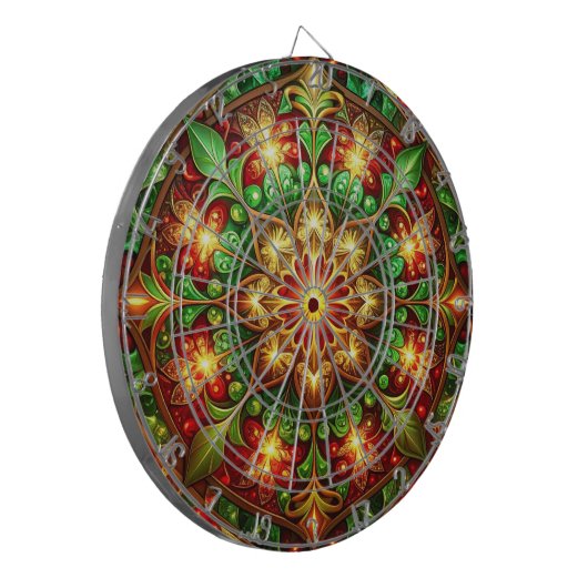 Red Green Decorative Floral Dartboard Dartbord (Voorkant Links)