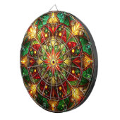 Red Green Decorative Floral Dartboard Dartbord (Voorkant Rechts)