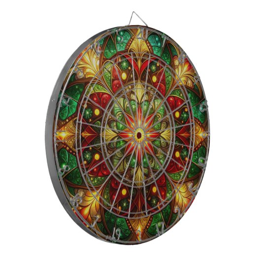Red Green Decorative Floral Dartboard Dartbord (Voorkant Links)