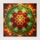 Red Green Decorative Floral Jigsaw Puzzle Legpuzzel (Verticaal)