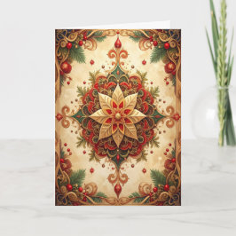 Red Green Decorative Holiday Card Kaart