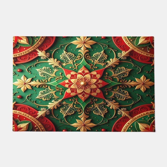 Red Green Decorative Holiday Doormat Deurmat (Voorkant)