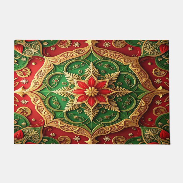 Red Green Decorative Holiday Doormat Deurmat (Voorkant)