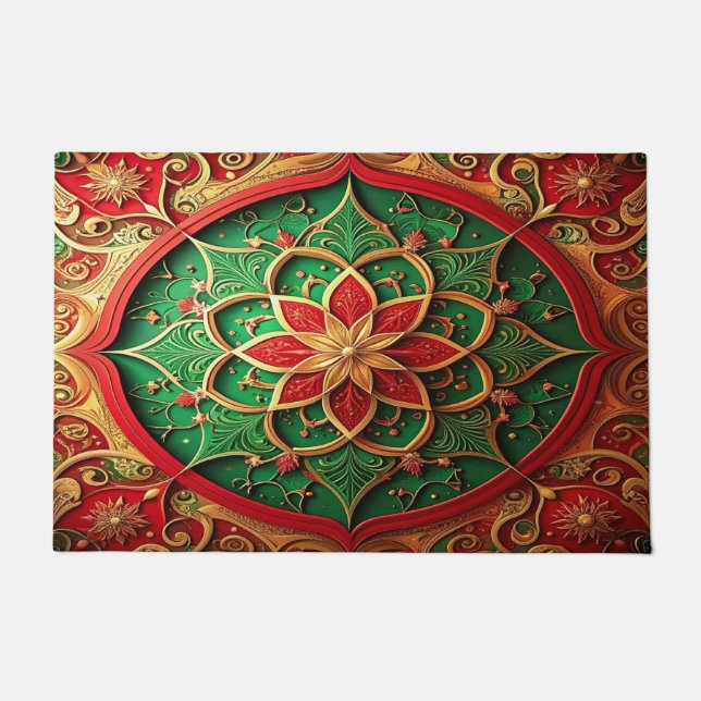 Red Green Decorative Holiday Doormat Deurmat (Voorkant)