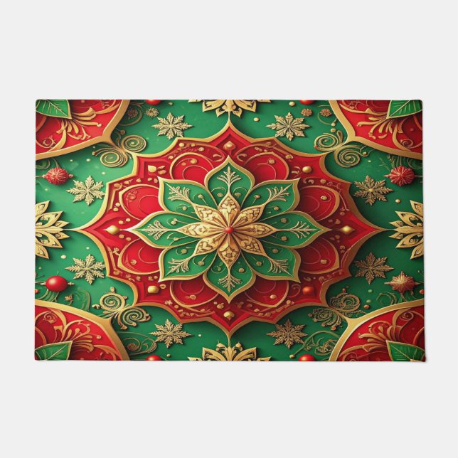 Red Green Decorative Holiday Doormat Deurmat (Voorkant)