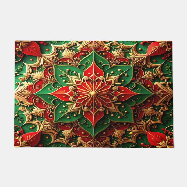 Red Green Decorative Holiday Doormat Deurmat (Voorkant)
