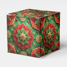 Red Green Decorative Holiday Favor Box